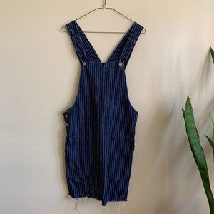Denim/Chambray Stripe Cutoff Overall Dress - Size M - runs small